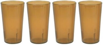 Thunder Group 32 oz. (Ounce) Restaurant Tumbler Beverage Cup, Stackable Cups, Break-Resistant Commmerical Plastic, Set of 4 - Amber