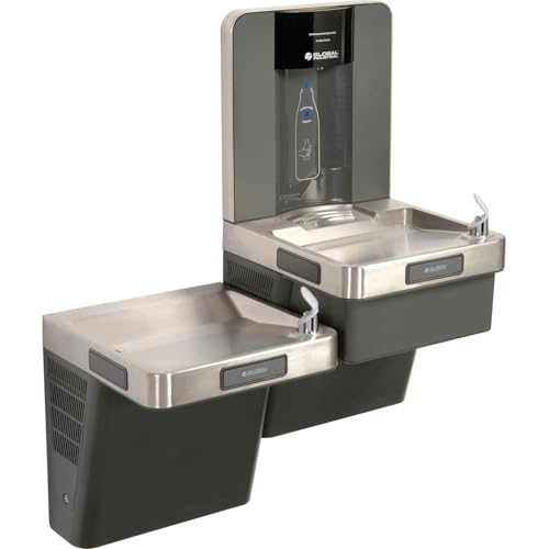 Wall Mount Bi-Level Refrigerated Bottle Filling Station by Global Industrial – Stainless Steel, Gray, Model 761243