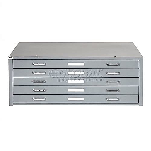 41" W Flat File Cabinet by Global Industrial – 40.75" W x 28.38" D x 16" H, Alloy Steel, Grey, Model 506825GY