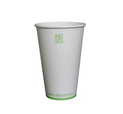 White Compostable Paper Hot Cup by KITCH24/7 – 16.0 fluid_ounces, Paper, White, Pack of 1000, Model KC-SC16W