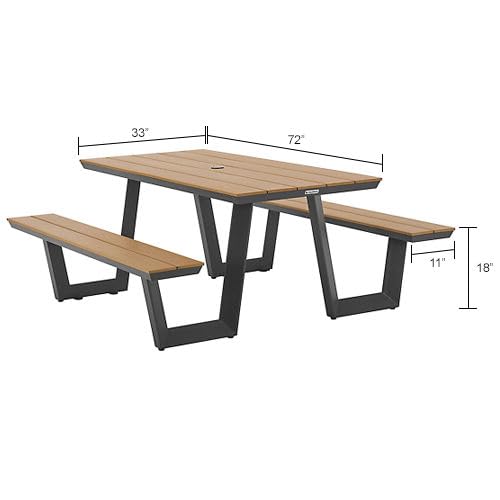 Urban 6'L Rectangular Picnic Table by Global Industrial – Plastic, Tan, Model OTZY-18A
