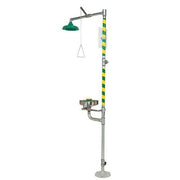 Combination Emergency Shower and Eye/Face Wash with Axion MSR Showerhead by Haws – 30"L x 35"W x 91"H, Stainless Steel/ABS Plastic, Green/Silver, Model 8300-8309