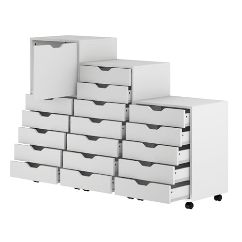 Winsome White / 1 Door, 17 Drawers / Transitional Storage Cabinets