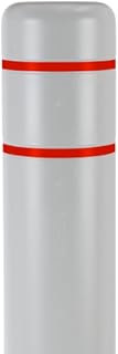 BollardGard 8" x 72" Bollard Cover Light Gray - Innoplast (Light Gray red Tape)