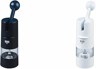 Kuhn Rikon 8.5" x 2.25" Black and White Ceramic Ratchet Grinder Bundle for Salt, Pepper and Spices