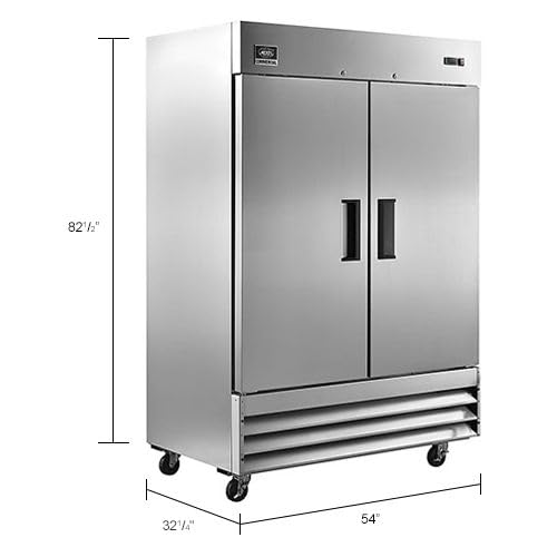 Global Industrial Reach-in Refrigerator with 2 Solid Doors by Nexel – 32.2"L x 54"W x 82.2"H, 47.0 cubic_feet, Stainless Steel, Model CFD-2RR-HC
