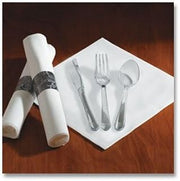 Hoffmaster 119973 Linen-Like CaterWrap Pre-rolled Dinner Napkin and Heavyweight Cutlery, Damask, White/Clear (Case of 100)