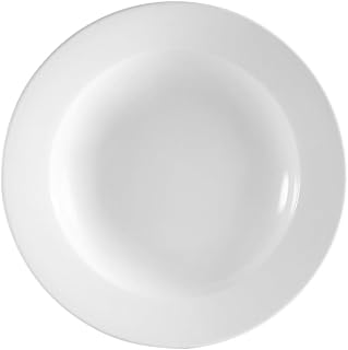 CAC China UVS-105 Pasta Bowl 18oz 10 1/2" Porcelain Round, Super White, Set of 12