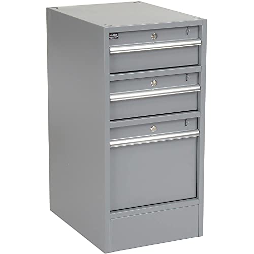 3 Drawer Workbench Pedestal W/Built-in Base by Global Industrial – 20"L x 15.75"W x 32"H, Steel, Gray, Model 606960