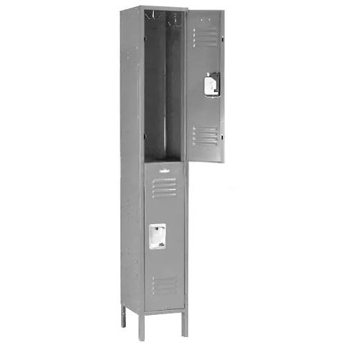Infinity Two-Tier Two-Door Locker with Recessed Handle & by Global Industrial – Stainless Steel, Grey, Model 254123GY