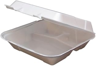 Ecopax U-Vent Hinged Foam Container, RE993, Regal-Plain 3-Compartment | 200/Case