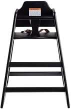 TableCraft 10624 High Chair, 23"W x 20-1/8"D x 29-1/2"H, Wood, Stackable, Black Finish, 3-Point ASTM Compliant Strap, unassembled, 1 Each