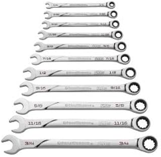GEARWRENCH KDT-86450 11 Piece Universal Spline SAE XL Combination Ratcheting Wrench Set
