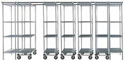 Nexel 7 Unit Space TRAC Storage Shelving, 14 Ft. Long, Chrome, 72" W x 18" D x 74" H