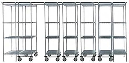 Nexel 7 Unit Space TRAC Storage Shelving, 14 Ft. Long, Chrome, 72" W x 18" D x 74" H