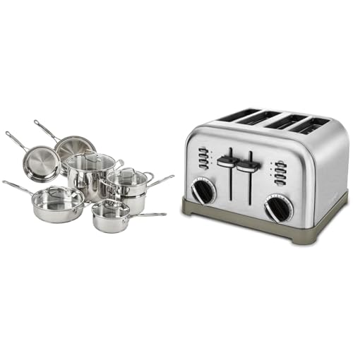 Cuisinart 11-Piece / Cookware + Toaster Oven / Silver Cookware Sets