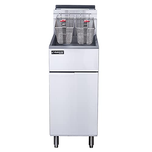 Natural Gas Commercial Floor Deep Fryer with 3 Tubes Burners 40lb by Dukers – Stainless Steel, Model DCF3-NG