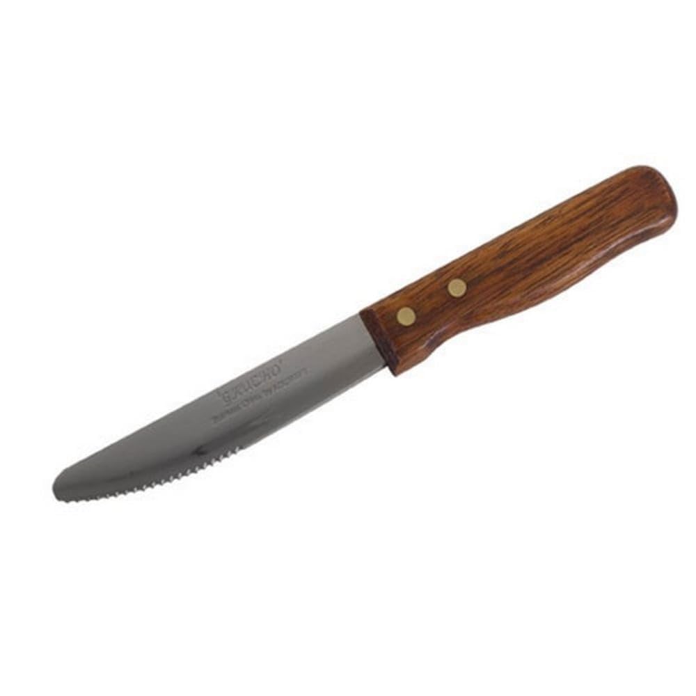 Winco KB-15W Wooden Handle 5" Blade Jumbo Steak Knifes - Dozen – Kitchen Knife