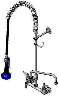 T&S Brass Pre-Rinse: 8" Wall Mount, Ceramas, Adf 12" Nozzle, 2.2 Gpm Vr Aerator, B-0108, Tee