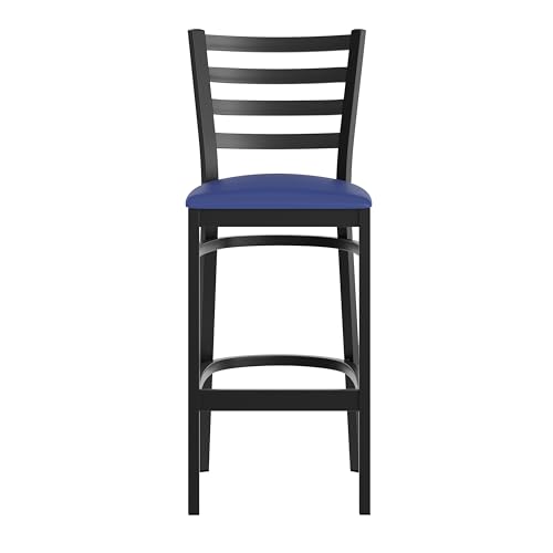 Flash Furniture Blue Vinyl Seat/Black Metal Frame / Set of 1 / Traditional Barstools
