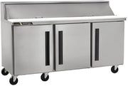 Traulsen CLPT-7230 72" 3-Section Mega Top Refrigerated Prep Table - (1) Left Hinged (2) Right Hinged Solid Doors