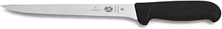 Victorinox Fibrox 8-Inch Fillet Knife, Flexible Straight Edge Blade | Professional fish filleting tool featuring a non-slip black handle and stamped stainless steel blade construction
