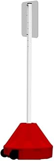 Plasticade Roll-A-Post Portable Sign Post with 60" Power Post Plastic Signpost, Designed for Schools, Sidewalks or Parking Lots, Durable and Resistant to Weathering, Red Base with White Post