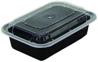 Pactiv VERSAtainers, Black/Clear, 12oz, 4 1/2w x 5 1/2d x 1 3/4h