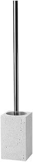 Compact Size Square Sandstone Toilet Brus Kit with Resin Brush Head Removable Stainless Steel Long Handle Splash-Proof