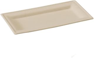 PacknWood Rectangular Brown Sugarcane Plate | Compostable Heavy Duty Paper Plates | Eco Friendly Sugarcane Plates | 100% Biodegradable Sturdy - 500 pcs
