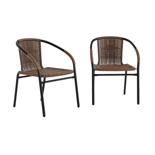 Flash Furniture Dark Brown / Set of 2 / Contemporary Patio Dining Chairs