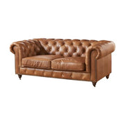 Starlight Canyon Home Leather-Upholstered Loveseat with Chesterfield Tufting, Leather Couch Sofa Vintage Chesterfield Love Seat Couch, Light Brown - image 2