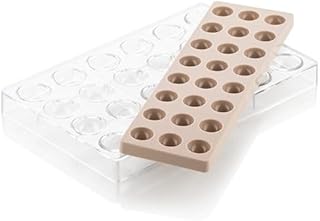 Silikomart Kit Semisfera01 Clear Tritan-Plastic Chocolate Mold with 24 Hemisphere Cavities 31mm Diameter, Plus Silicone Mold with 24 Hemisphere Cavities to make the Chocolate-Hemispheres’ Fillings