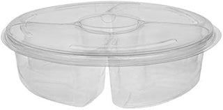PACTIV Combo Vegetable Tray with Dip Cup Clear, 10.25" Diameter x 2.75" Height | 72/Case