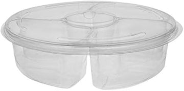 PACTIV Combo Vegetable Tray with Dip Cup Clear, 10.25" Diameter x 2.75" Height | 72/Case