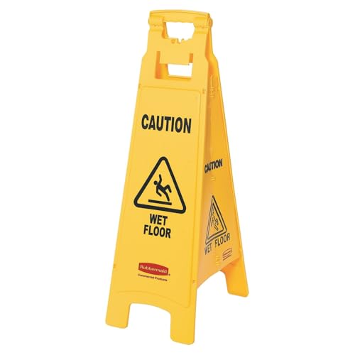 Rubbermaid Commercial Products Yellow 4-Sided / 38 inch / Wet Floor Sign Signs