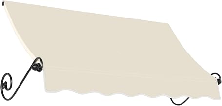 AWNTECH 8.375 Ft Charleston Scrolled Arm Style Door/Window Awning Fixed Outdoor Canopy 100.5 Inch W x 56 Inch H x 36 Inch Proj, Linen