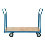 Wood Deck Platform Truck w/Removable Handles by Global Industrial – 25"L x 23.5"W x 9.45"H, Plywood Deck with Steel Frame, Blue, Model 241683