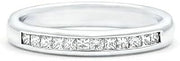 1ct Princess Moissanite Wedding Band Channel Set Half Eternity White Gold Plated