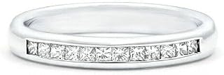 1ct Princess Moissanite Wedding Band Channel Set Half Eternity White Gold Plated