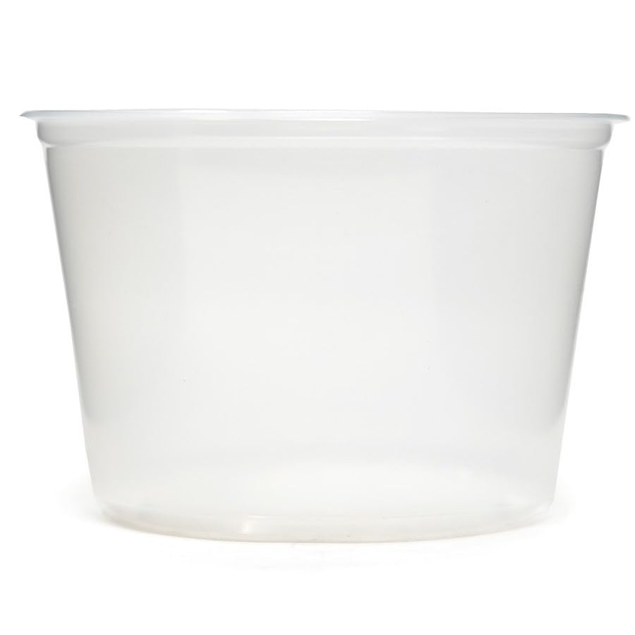 Microwavable Deli Containers by Fabri-Kal – 4.6" Top Diameter x 3.5" Bottom Diameter, 16.0 ounces, Polypropylene, Clear, Model XX 9505102