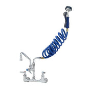 4.12 GPM Wall Mounted Pet Grooming Station with Angled Spray Valve - Includes 10" Add-On Faucet, 108" Coiled Hose, and Wall Hook, Blue by T&S Brass – Brass, Blue, Model PG-8WSAN-10