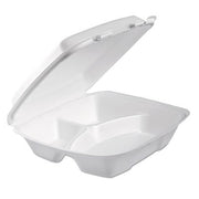 Dart 90HTPF3R Lg Perforated 3 Comp Foam Hinged Container, 9 in (Case of 200) (2-(Pack))