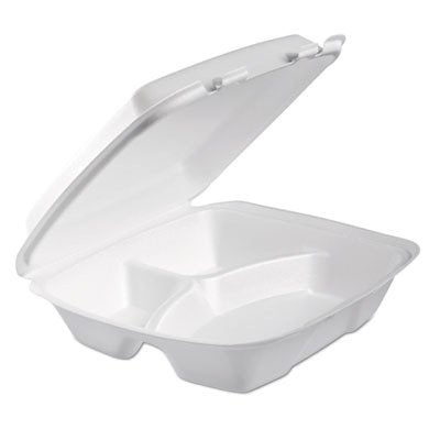 Dart 90HTPF3R Lg Perforated 3 Comp Foam Hinged Container, 9 in (Case of 200) (2-(Pack))