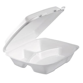 Dart 90HTPF3R Lg Perforated 3 Comp Foam Hinged Container, 9 in (Case of 200) (2-(Pack))