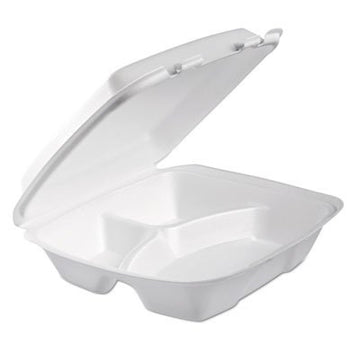 Dart 90HTPF3R Lg Perforated 3 Comp Foam Hinged Container, 9 in (Case of 200) (2-(Pack))