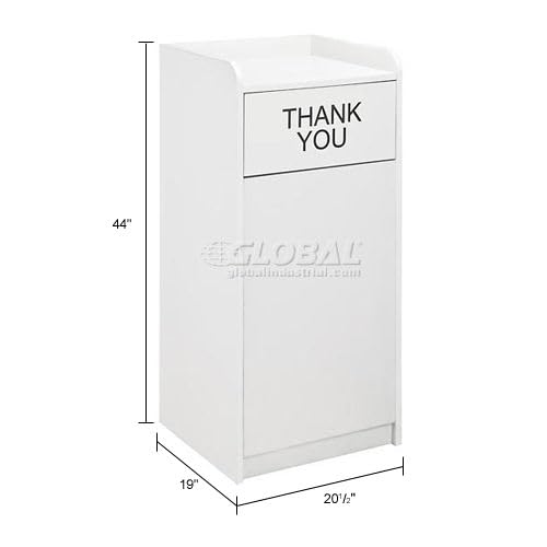 Indoor Wooden Waste Receptacle with Swing Door and Tray by Global Industrial – 36.0 gallons, Wood, Gray, Model 237175