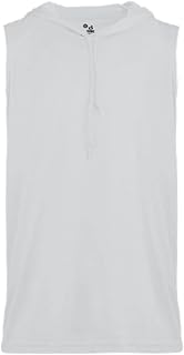 Badger Youth B-Core Sleeveless Hooded T-Shirt, S, White-0