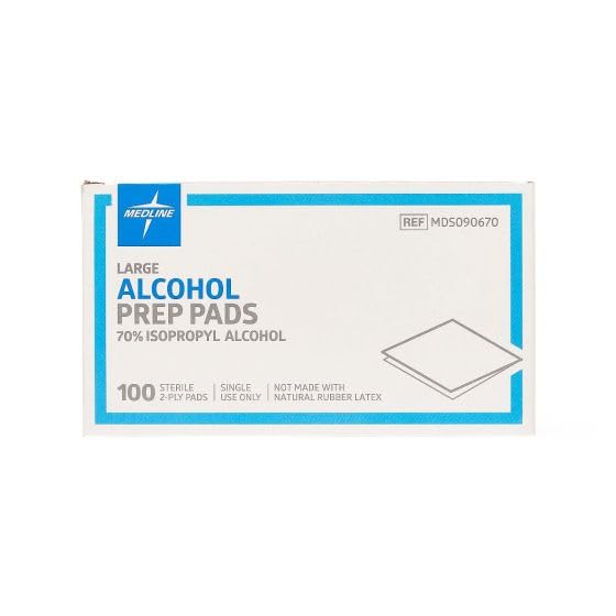 Sterile Alcohol Prep Pads by Medline – 100 Count (Pack of 1), Polyester, White, Model FBA-|237313