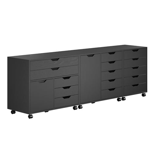 Winsome Black / 2 Doors, 15 Drawers / Contemporary Storage Cabinets